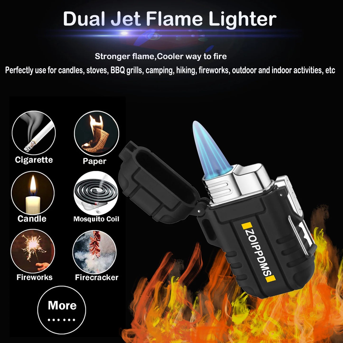 2 Pack Waterproof Lighter Dual Arc and Single Jet Flame Windproof Refillable Butane Gas