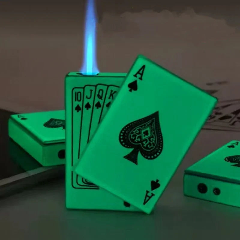 Creative Jet Torch Green Flame Poker Lighter Metal Windproof Playing Card Lighter