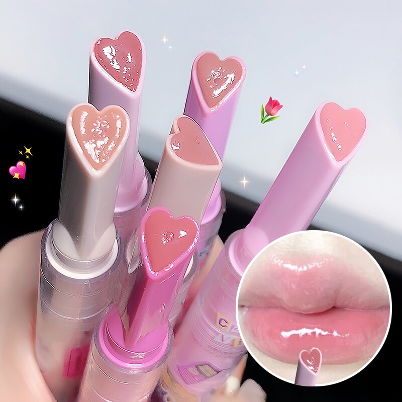 Mirror Glass Solid Lip Glaze, Heart Shape Lipstick, Jelly Tint, Makeup for Girls