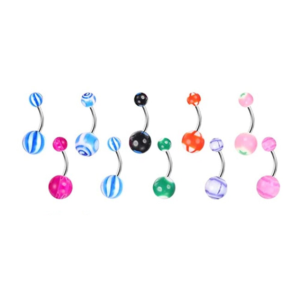 10/20/30/50PC Mix Color Acrylic Stainless Steel Belly Button Rings