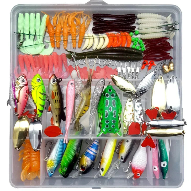 Soft and Hard Bait Gear Layer Minnow Metal Jig Spoon For Bass Pike Crank Tackle Accessories with Box