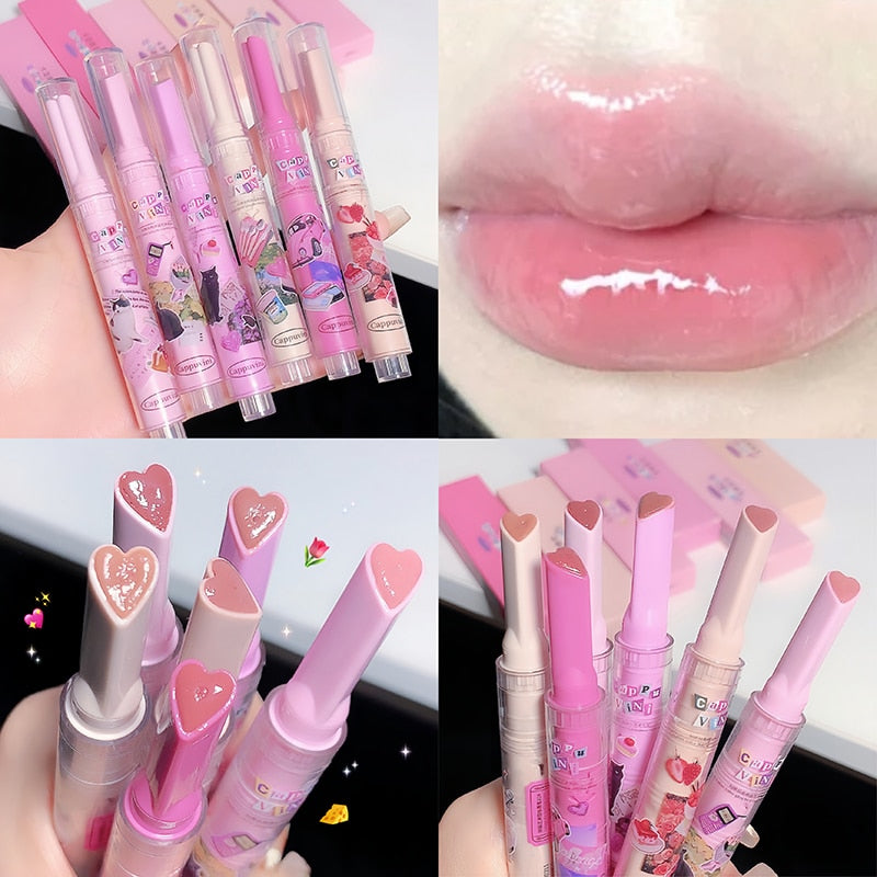 Mirror Glass Solid Lip Glaze, Heart Shape Lipstick, Jelly Tint, Makeup for Girls