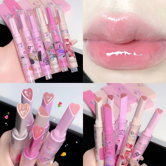 Mirror Glass Solid Lip Glaze, Heart Shape Lipstick, Jelly Tint, Makeup for Girls