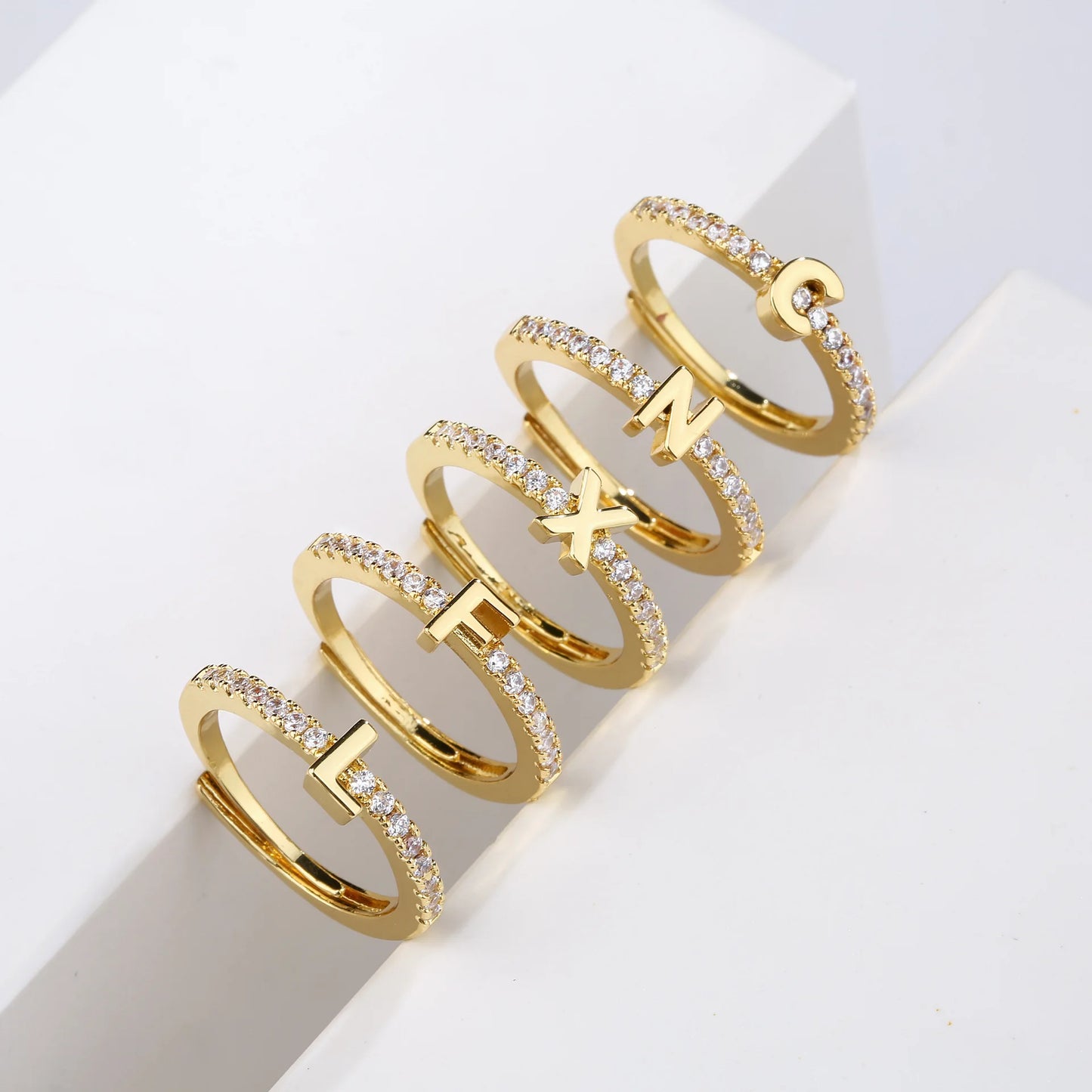 Initials Letter Ring Women Classic Simple Opening Finger Ring