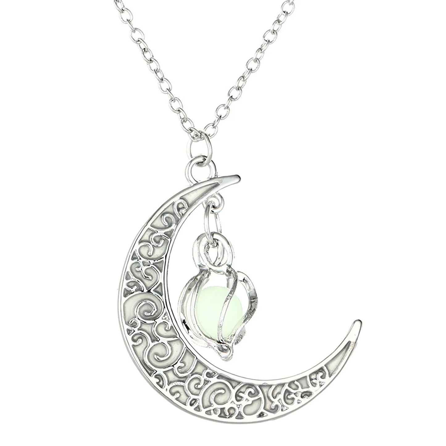 Personalized Luminous Moon Necklace With Whirlwind Rotating Bead Pendants