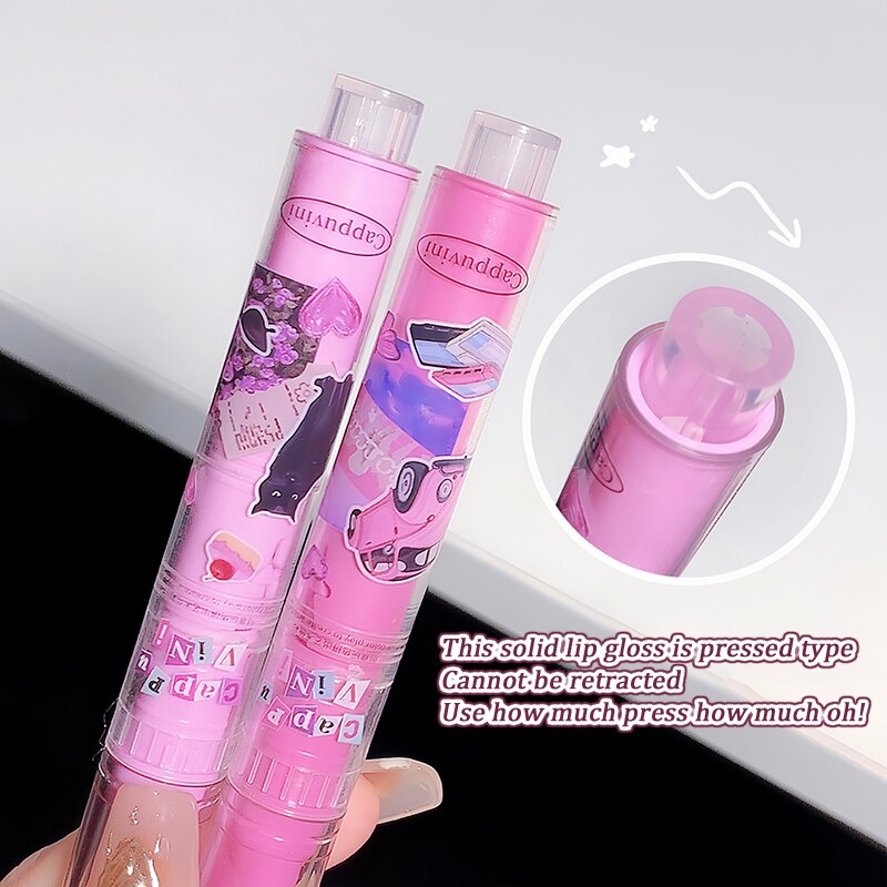 Mirror Glass Solid Lip Glaze, Heart Shape Lipstick, Jelly Tint, Makeup for Girls