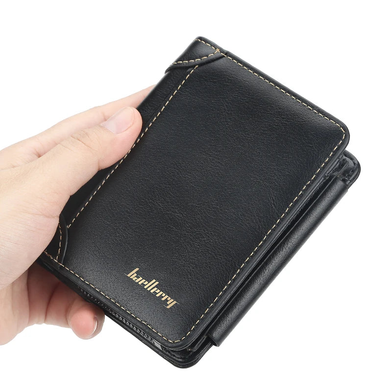 New Leather Mens Wallets High Quality Zipper Short Design Card Holder Vintage Coin Holder