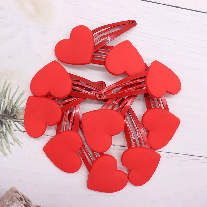 2Pcs/Set Fashion Red Heart Childrens Hair Pins Hair Clips