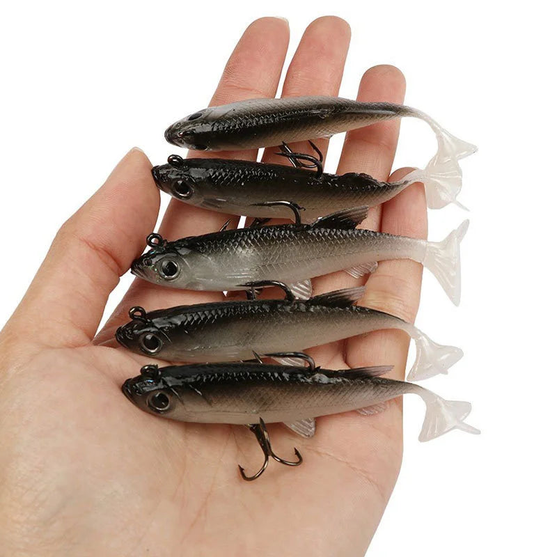 5pcs Kit Fishing Lure Soft Lure 8cm/ 2.8in Artificial Bait Cool Fishing Hooks