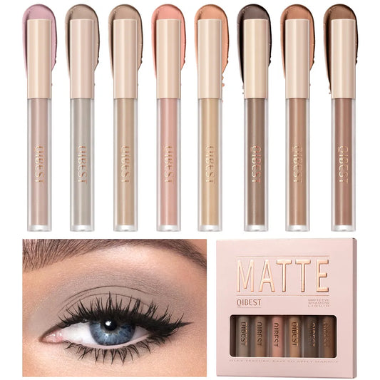 8 Color Matte Liquid Eyeshadow Set Long Lasting Waterproof Quick-drying