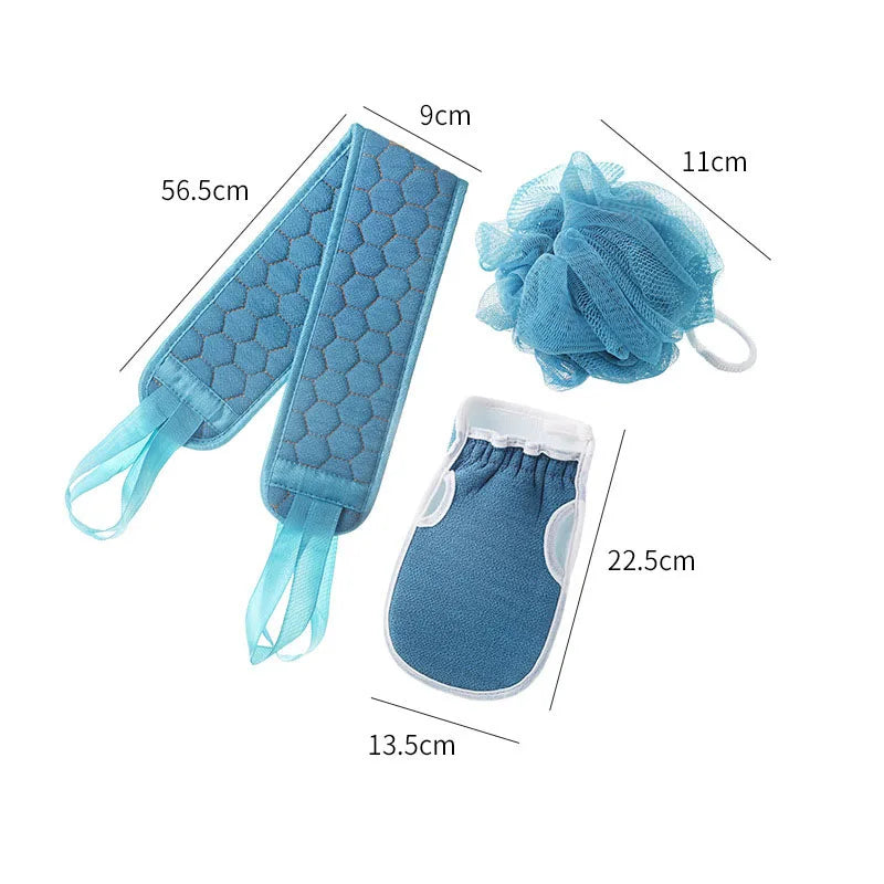 3Pcs/Set Washcloth Soft Brush Back Scrubber Exfoliating Bath Gloves