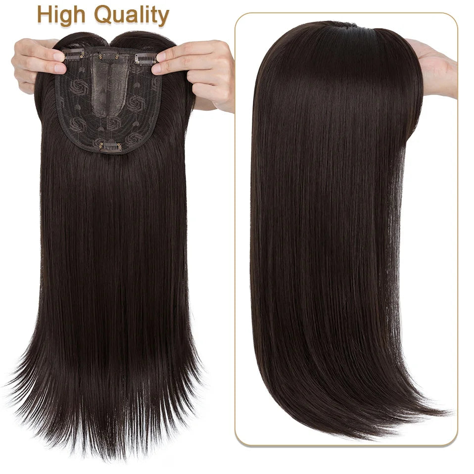 Hair Toppers for Women 18'' Striaght Topper Hair with Bangs for Thinning Hair Synthetic Hairpieces Bangs Hair Extension