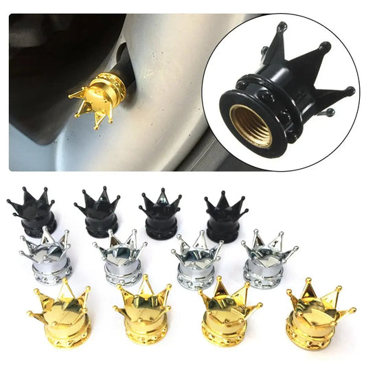 4 Pcs Crown Tire Valve Cap Car Wheel Air Valve Dust proof Caps Motorcycle