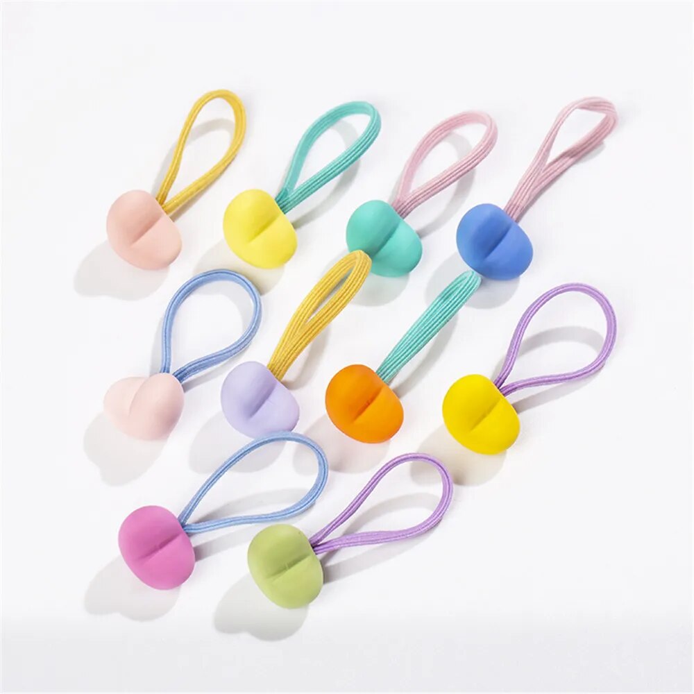 10pcs/Set Cute Heart Shaped Frosted Bead Elastic Hair Bands