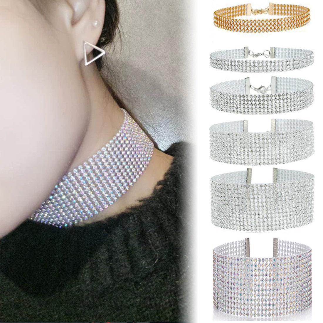 High-Quality Rhinestone Choker Necklace: Stylish Jewelry