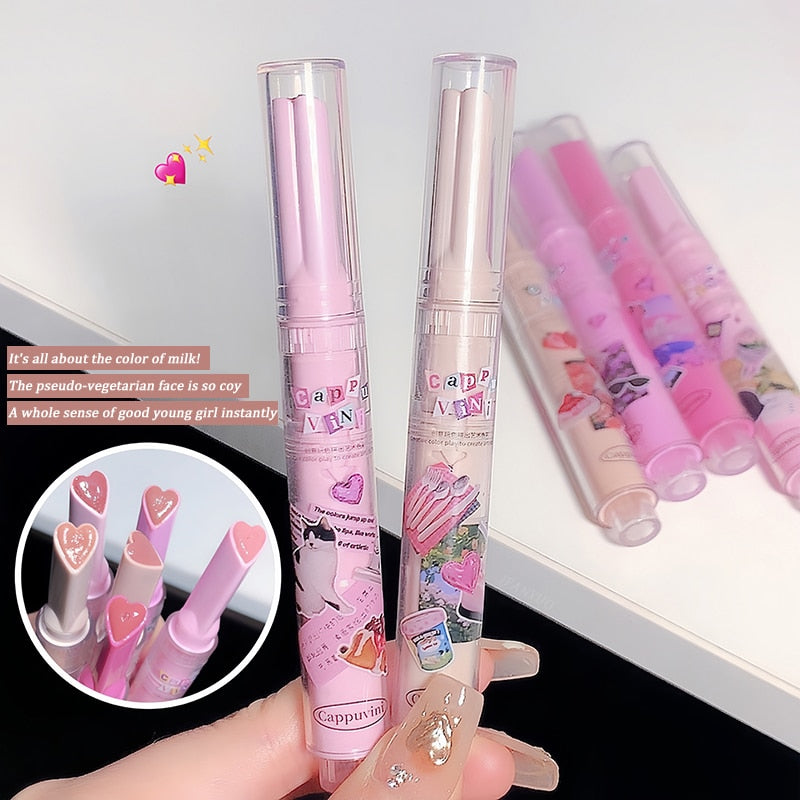 Mirror Glass Solid Lip Glaze, Heart Shape Lipstick, Jelly Tint, Makeup for Girls