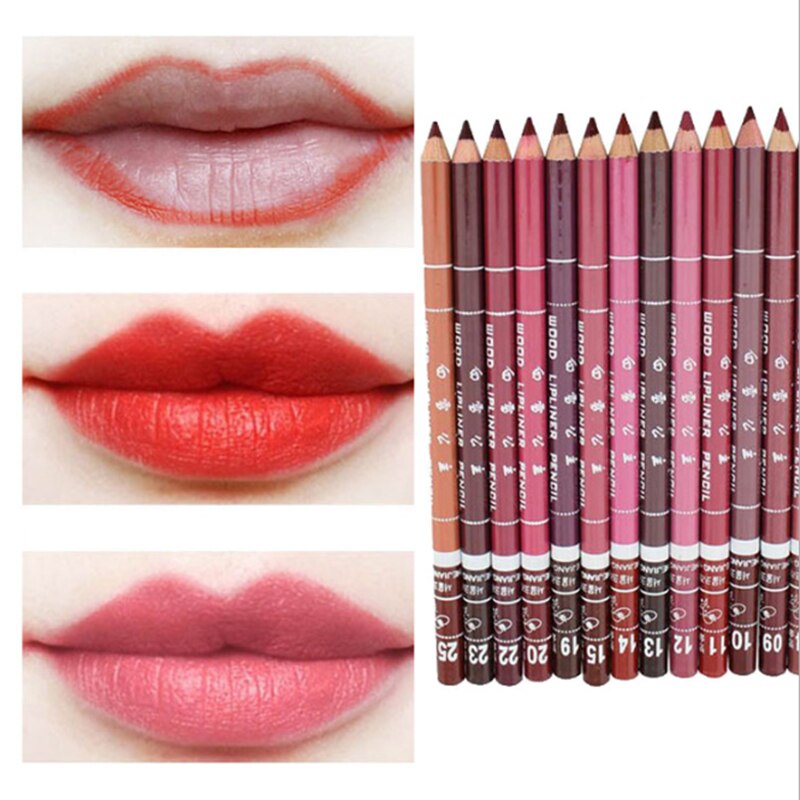 Professional Wood Lip liner, Waterproof, Soft Pencil, Long Lasting, 28 Colors