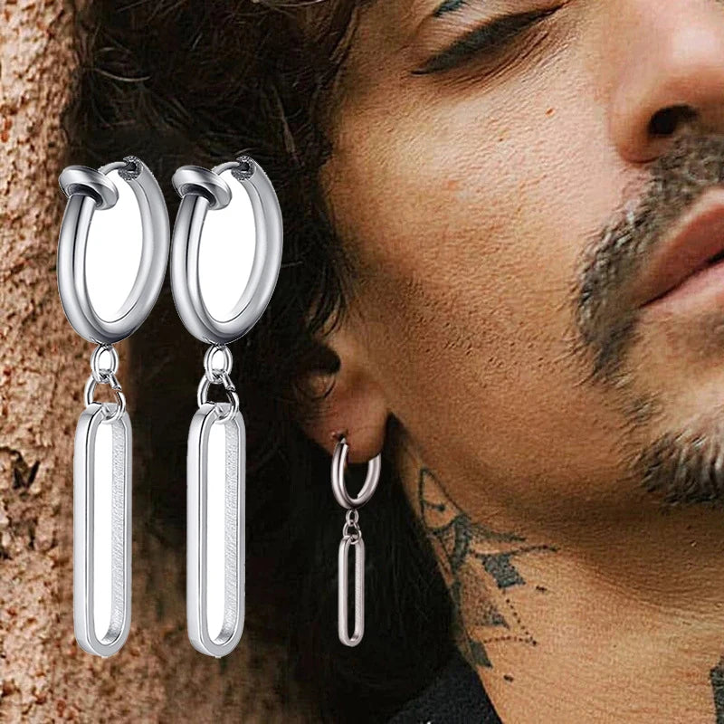 Stainless Steel Blade Earrings Hollow Drop Earrings Women Men Punk, Hip Hop