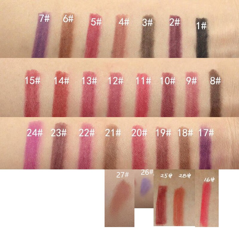 Professional Wood Lip liner, Waterproof, Soft Pencil, Long Lasting, 28 Colors