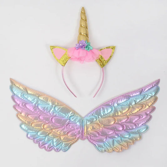 Unicorn Headband Fairy Angel Wings Girls Rainbow Unicorn