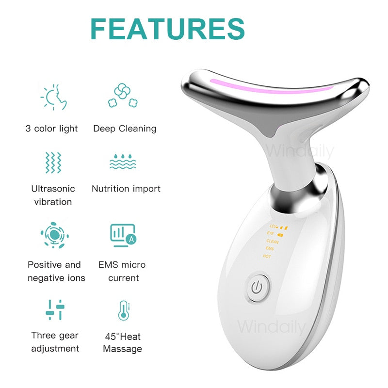 Neck and Face Beauty Device, Facial Lifting, EMS Face Massager, Reduce Double Chin,Anti Wrinkle, Skin Tightening, Skin Care Tool