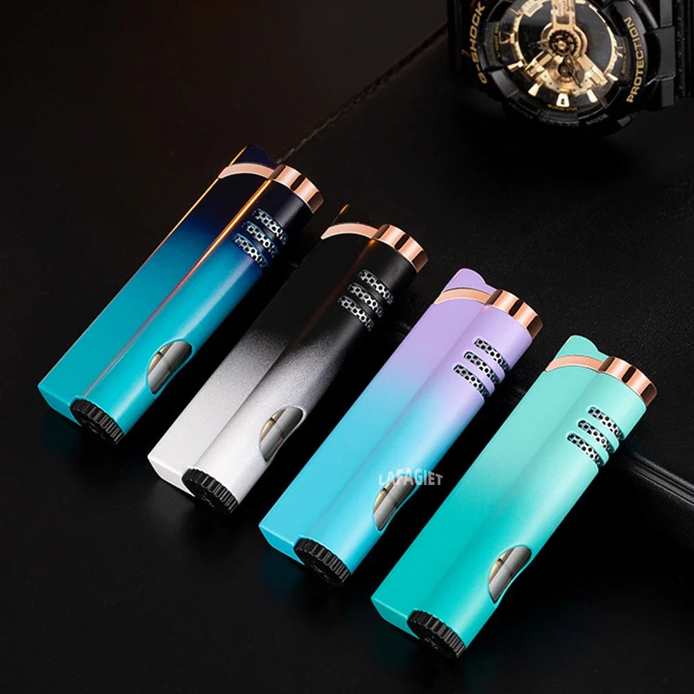 Windproof Torch Lighter Powerful Tube Straight Blue Fire Turbo Butane Refillable Jet Flame