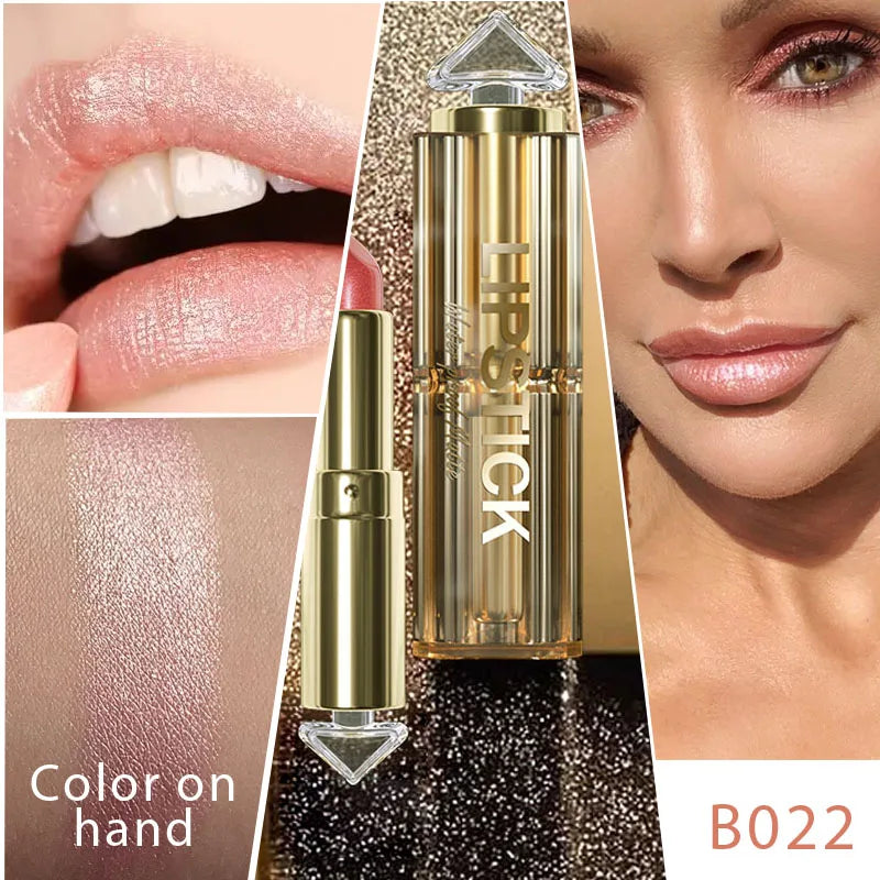 12 Colors Magic Pink Glitter Lipstick Matte Shimmer Waterproof