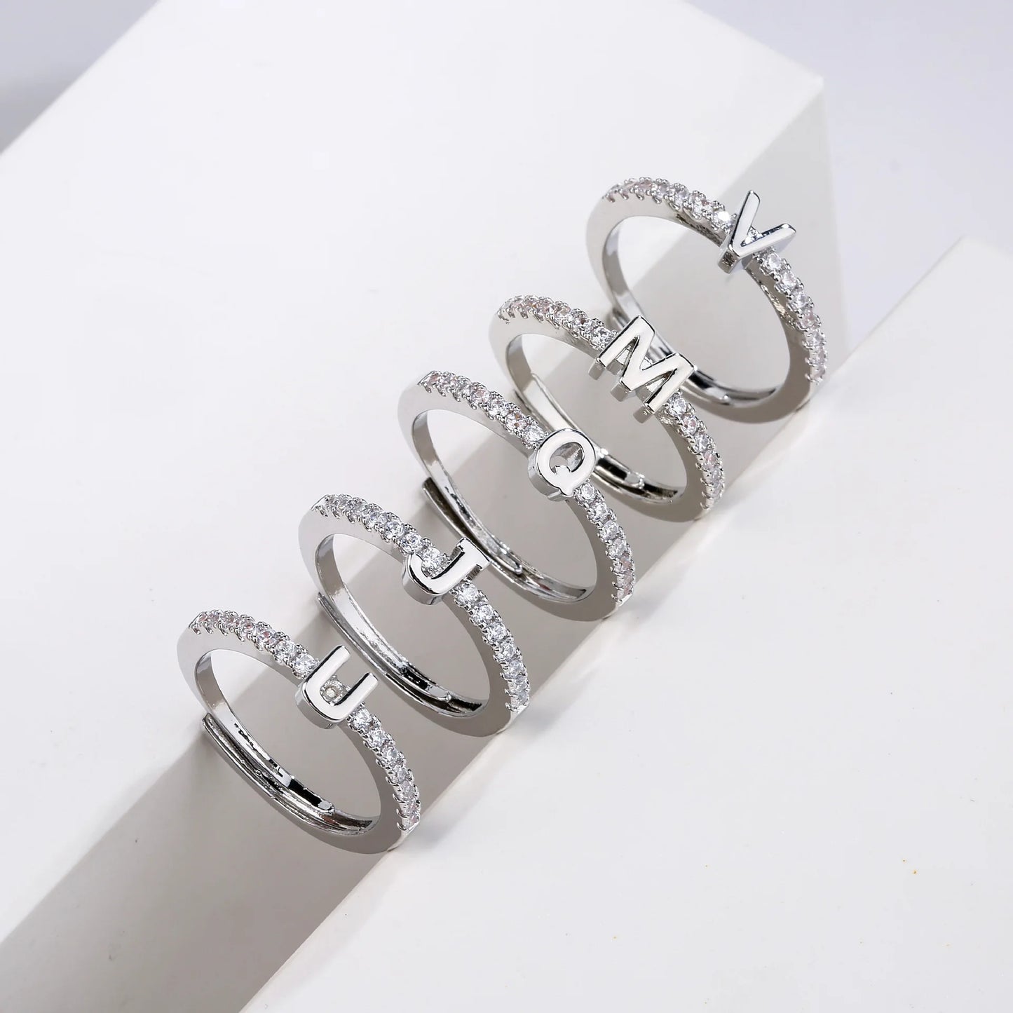 Initials Letter Ring Women Classic Simple Opening Finger Ring