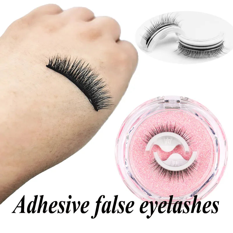 Fake Eyelashes Reusable Adhesive Eyelashes Full Strip With Glue Self-adhesive