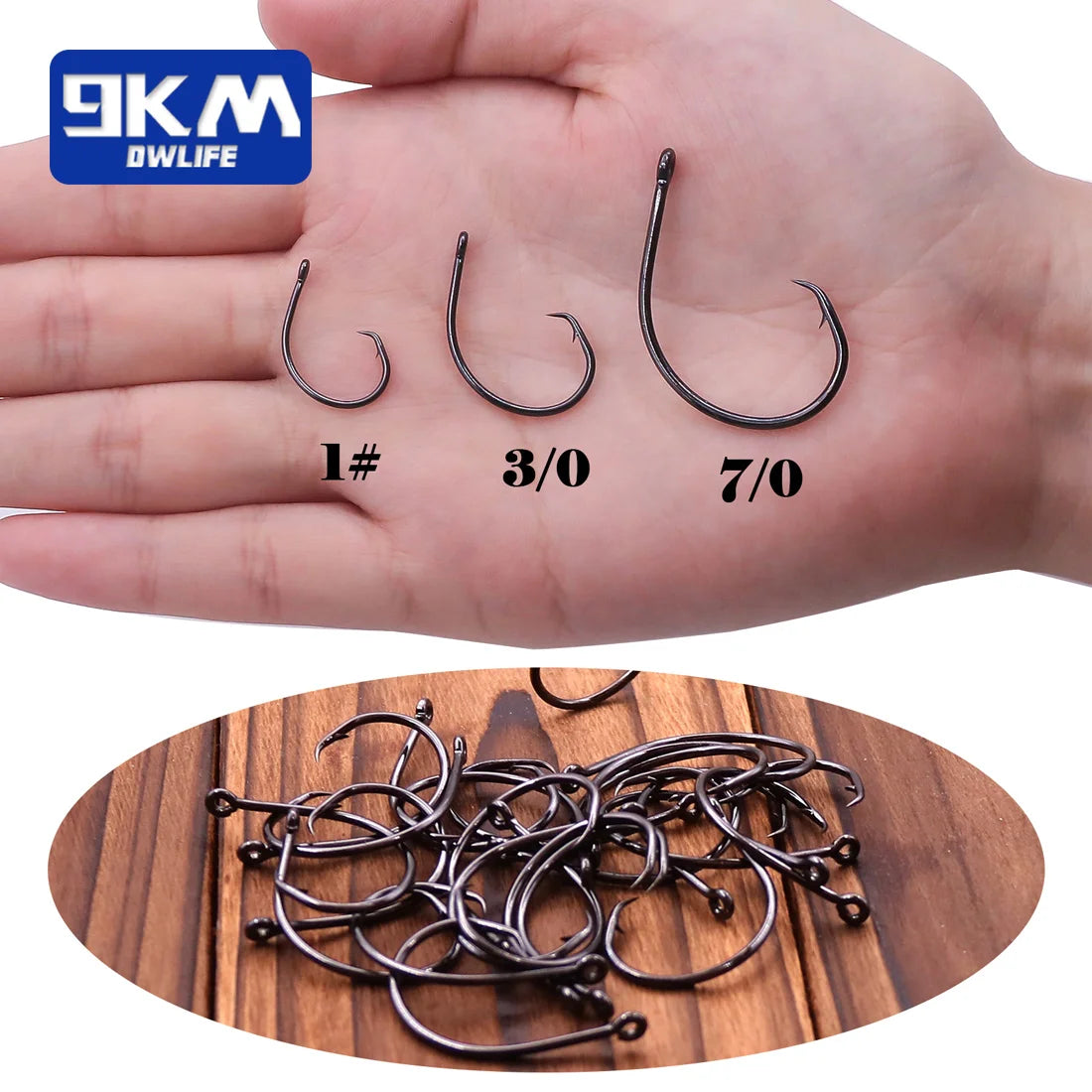 Inline Circle Hooks Saltwater Fishing Catfish Hooks 25~100Pcs Wide Gap