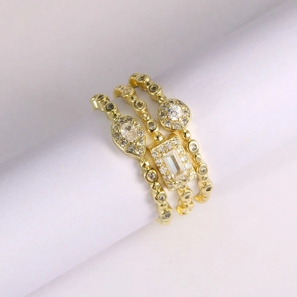 Elegant Dainty Rings For Women Romantic Ring Shiny Gold Color