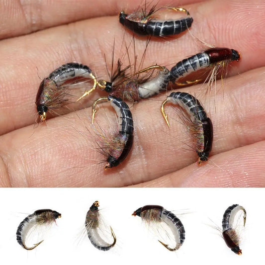 6PCS Trout Fishing Realistic Nymph Scud Fly Artificial Insect Baits Flying Lure Fishing