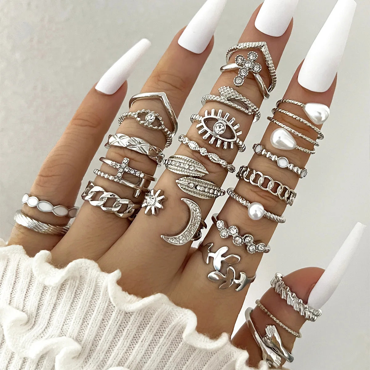 Bohemian Geometric Knuckle Rings Set For Women