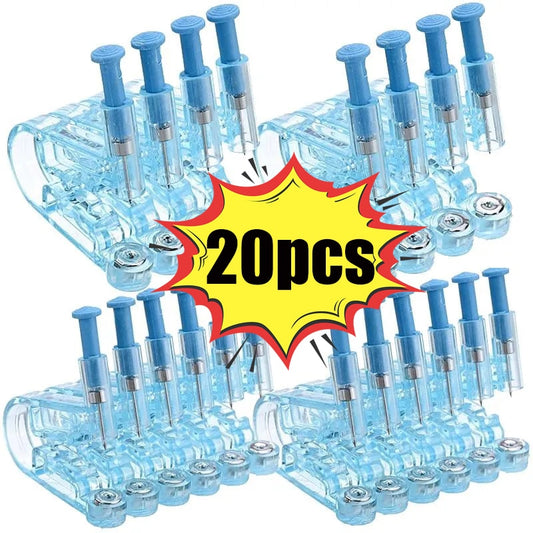 20PCS Blue Ear Piercing Gun Kit Disposable Safety Nose Earring Piercer Tool Set Studs