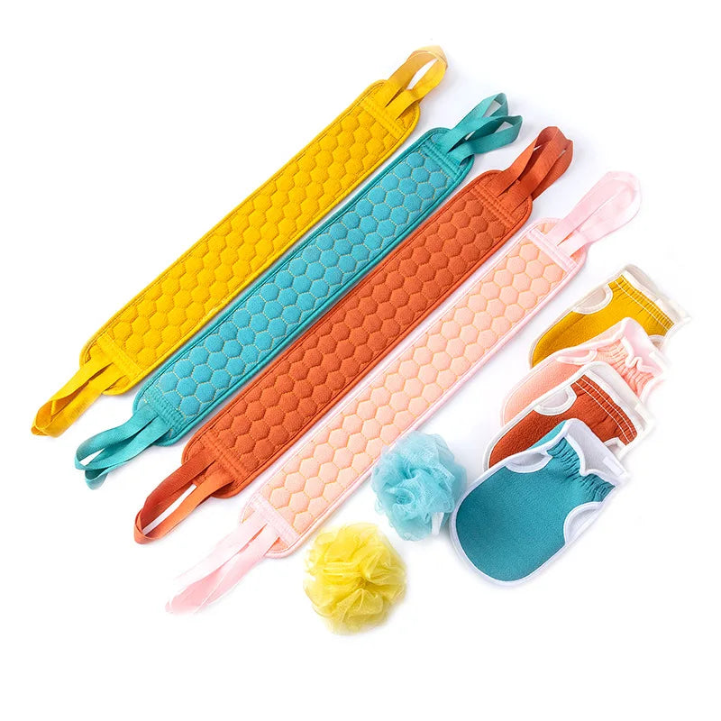 3Pcs/Set Washcloth Soft Brush Back Scrubber Exfoliating Bath Gloves