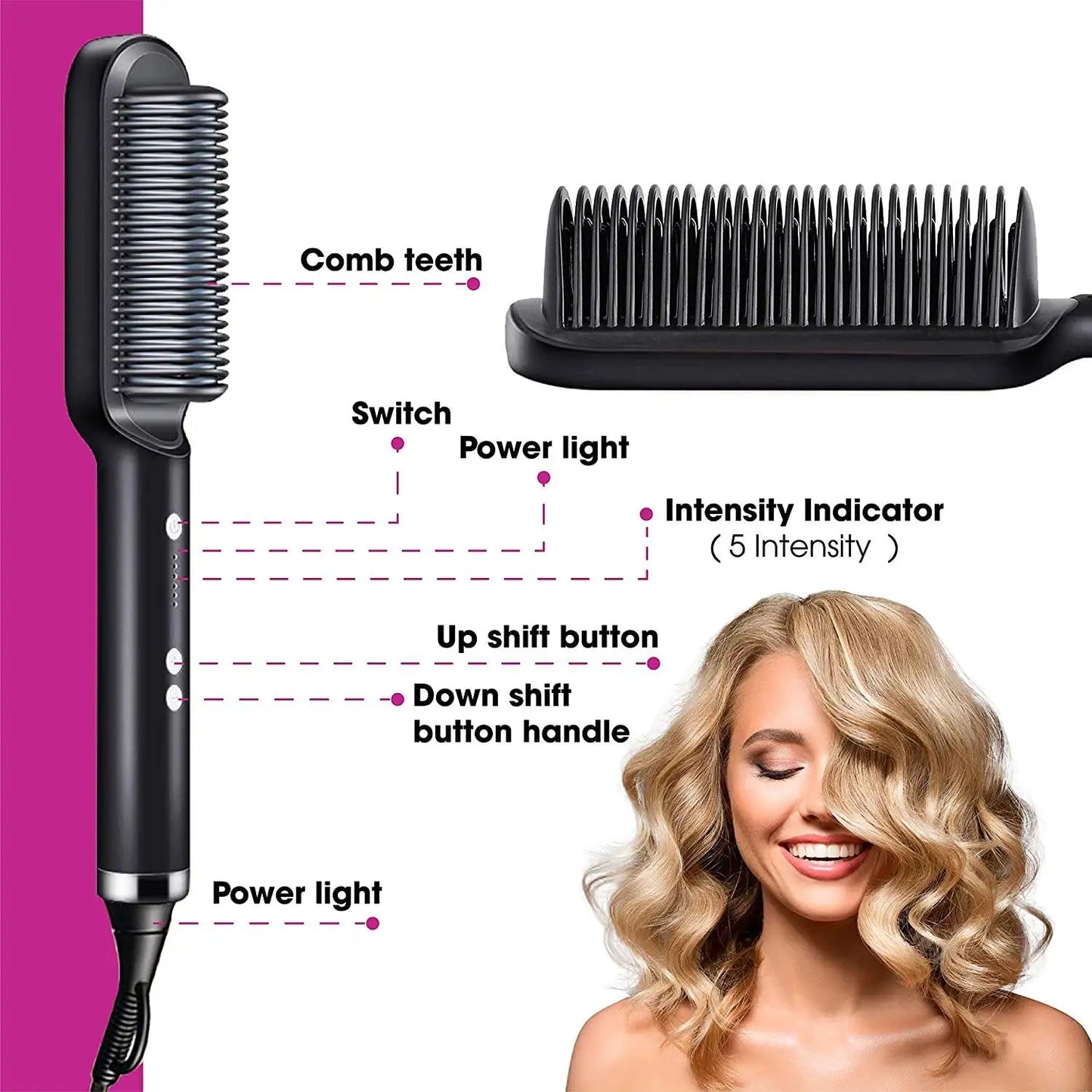 Mini Hair Straightener Hot Comb  Hair Brush Straightener Comb