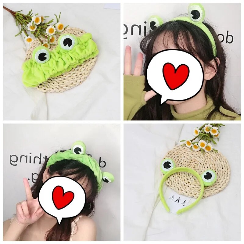 Funny Frog Face Washing Animal Velvet Headband