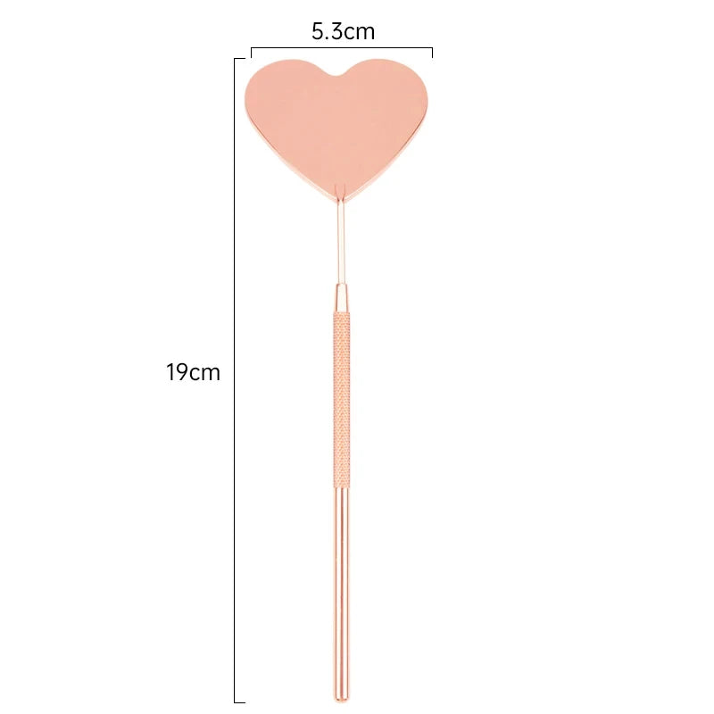 1pc Heart Shape Eyelash Mirror Magnify Long Hand Mirror