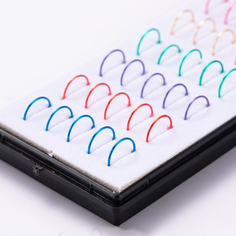 40PC/Set Stainless Steel Colorful Fashion Nose Hoop Ring