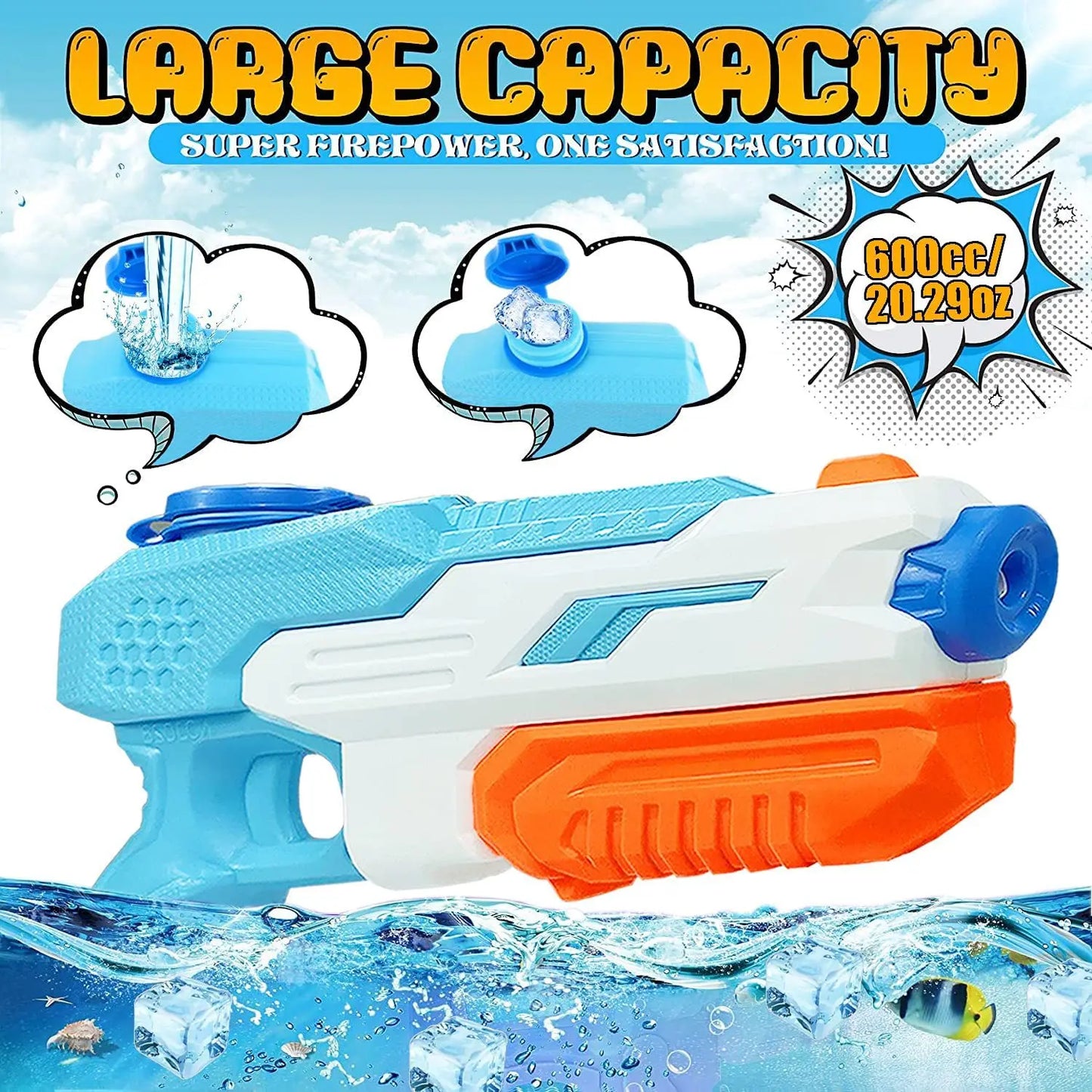 Water Guns Summer Soaker Squirt Guns 600 CC Outdoor Toy