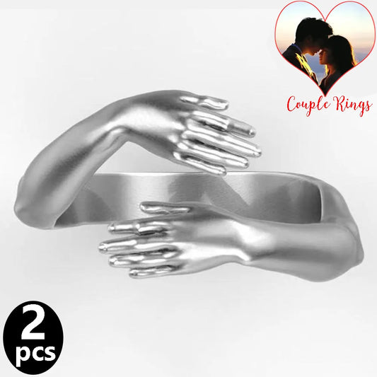 Love Hug Couple Rings Adjustable Opening Women Men Punk Steel