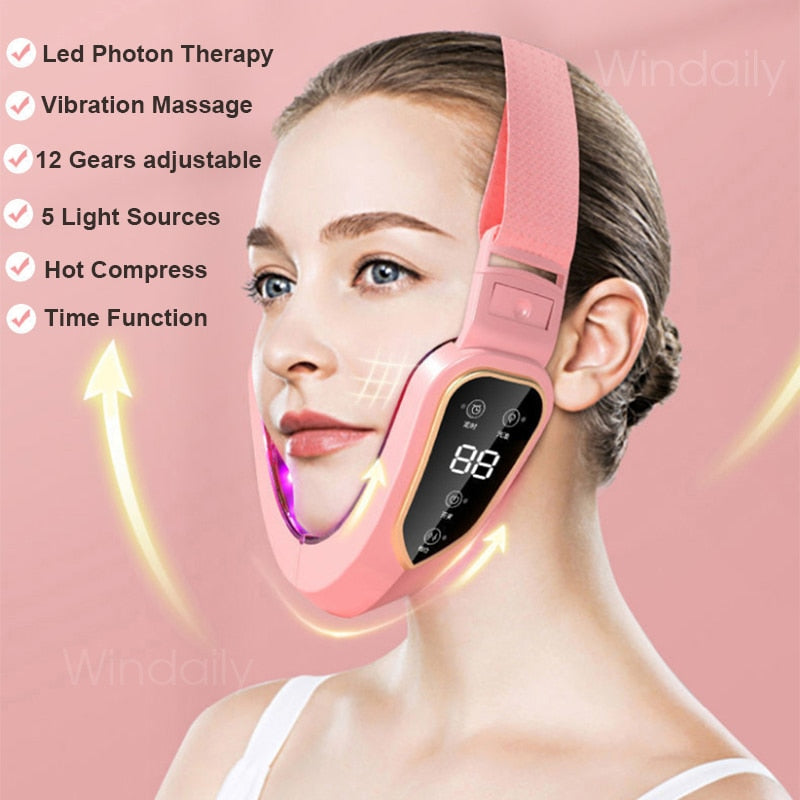 Facial Lifting Device LED Photon Therapy Facial Slimming Vibration Massager