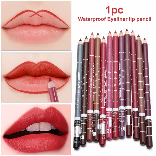 Professional Wood Lip liner, Waterproof, Soft Pencil, Long Lasting, 28 Colors