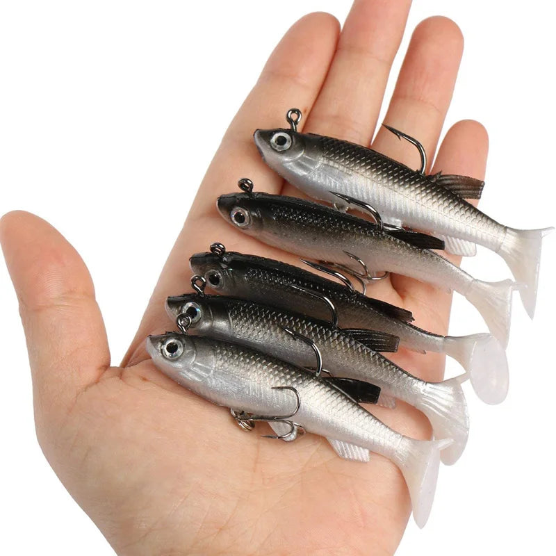 5pcs Kit Fishing Lure Soft Lure 8cm/ 2.8in Artificial Bait Cool Fishing Hooks