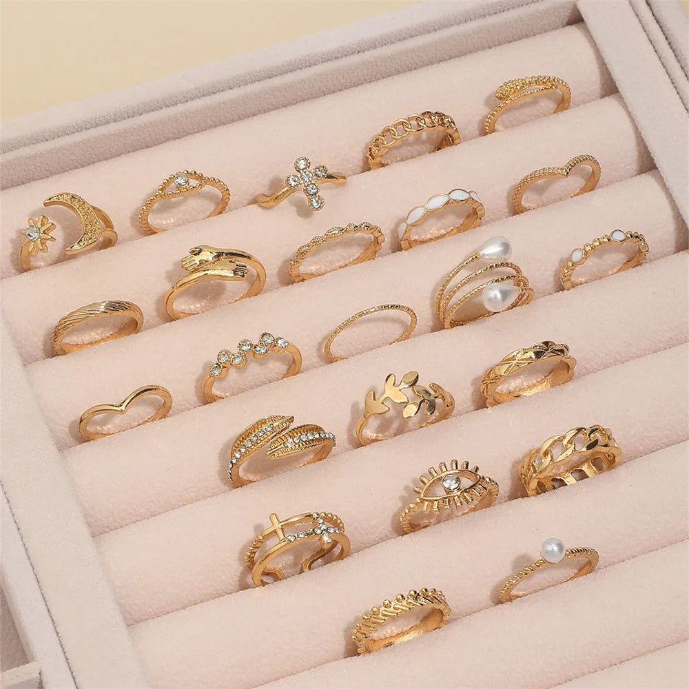 Bohemian Geometric Knuckle Rings Set For Women