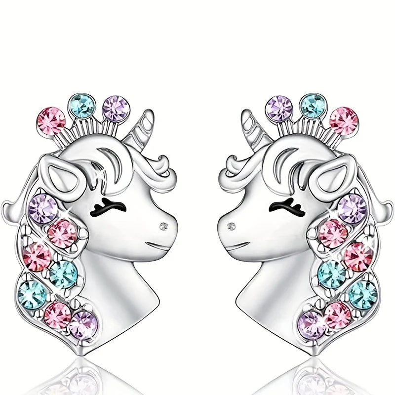 Gorgeous Unicorn Jewelry Set Cute Cartoon Style Unicorn Necklace Earrings Ring Bracelet