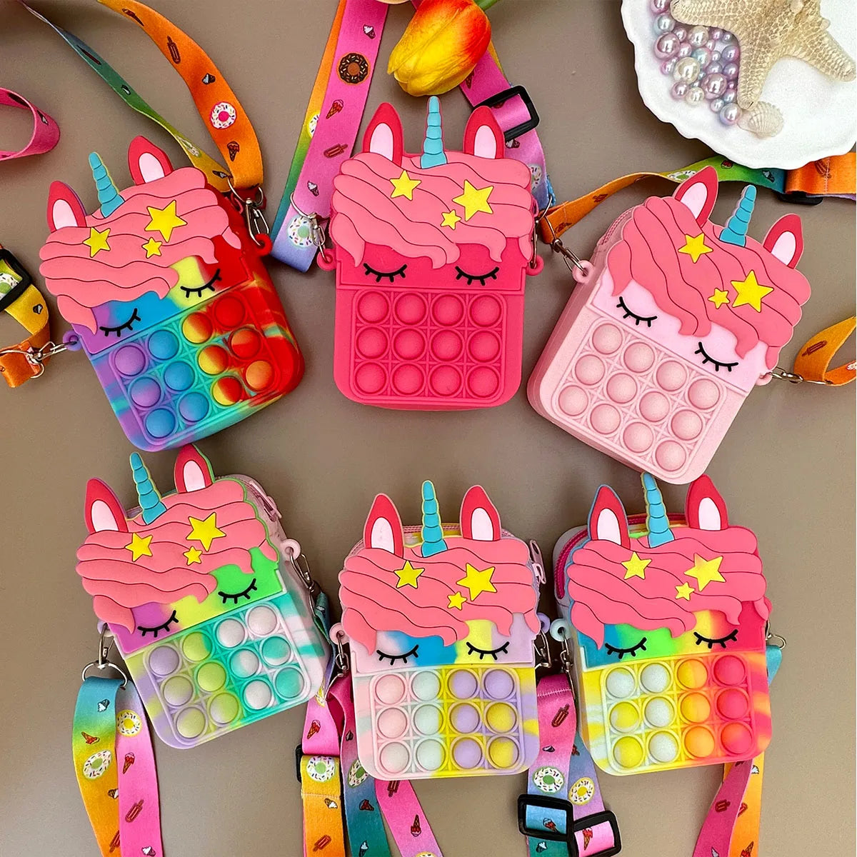 Girls Silicone Cute Unicorn Messenger Bag Coin Purse