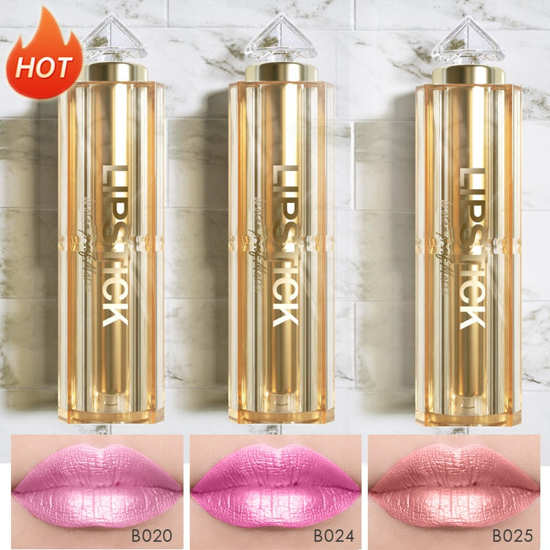 3pcs/Set Matte Glitter Pearl Shimmer Waterproof Long Lasting Lipstick