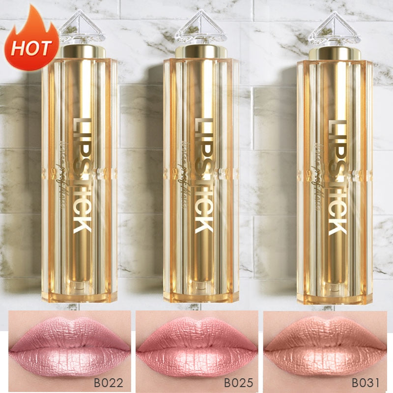 3pcs/Set Matte Glitter Pearl Shimmer Waterproof Long Lasting Lipstick