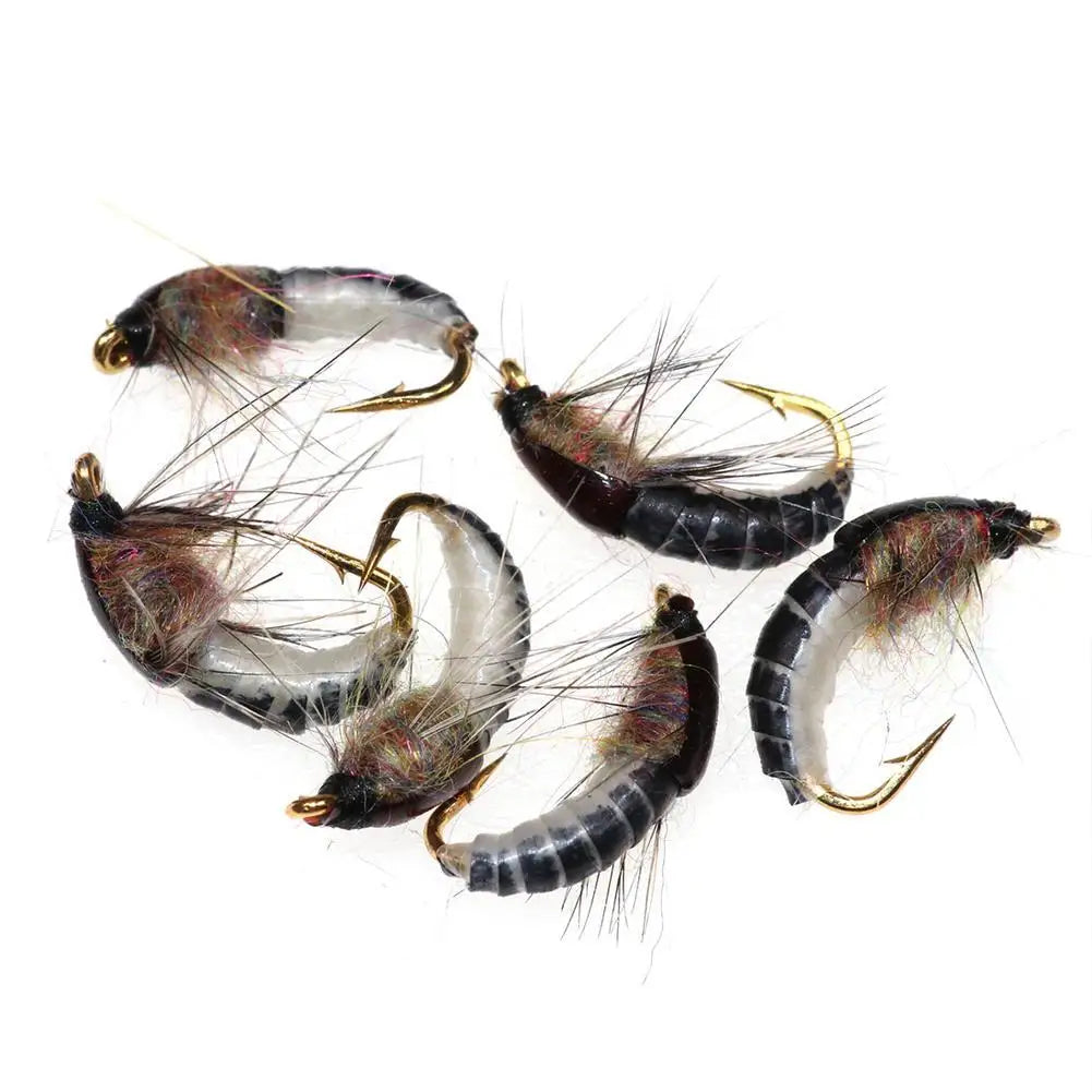 6PCS Trout Fishing Realistic Nymph Scud Fly Artificial Insect Baits Flying Lure Fishing